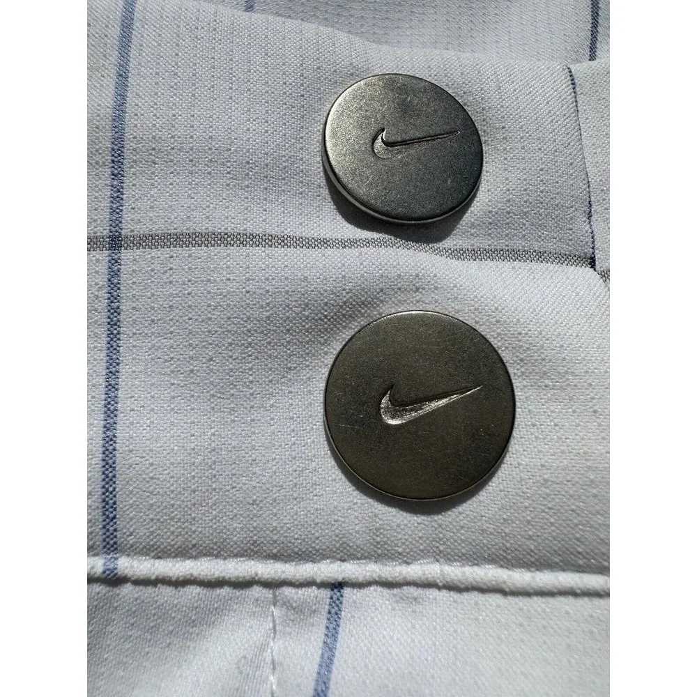 NIKE GOLF Shorts Medium White Blue Striped Chino Embroidered Swoosh Dri-Fit Mens - Picture 7 of 16